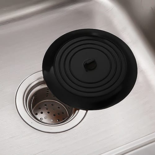 15cm Silicone Sink Drain Cover, Black, Water Stopper, Bathtub Stopper, Sink Lid for Sink Drain