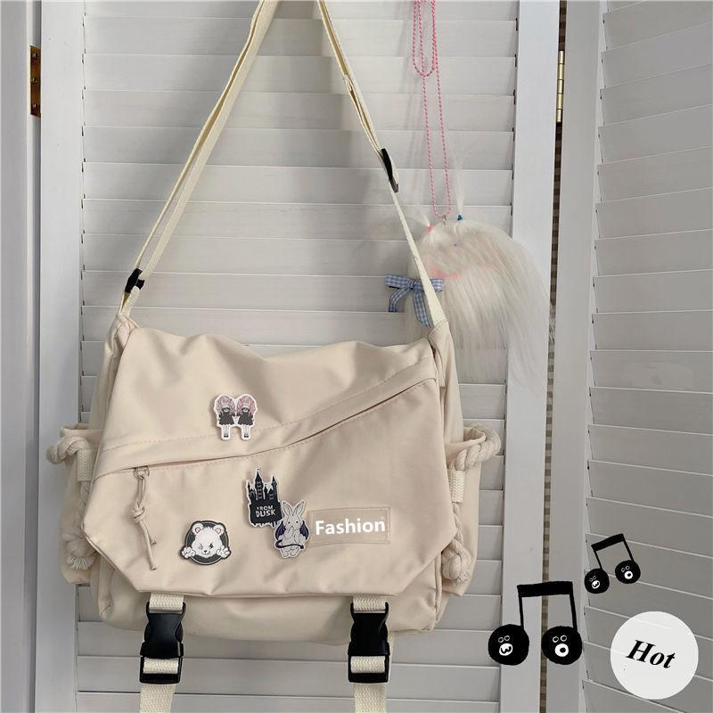Youth Fashion Nylon Crossbody Bags for Women Handbags Shoulder Bag Large Capacity Solid Canvas Messenger Bag Girls School Bags