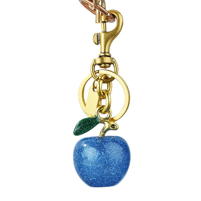 Äpple nyckelring, väska handväska berlock nyckelringar för kvinnor röd rosa blå svart handväska berlocker metall smycken present