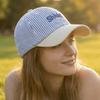 Big Head Circumference Striped Baseball Cap Letter Embroidered Cotton Baseball Cap  Girl