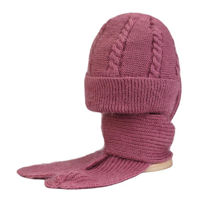 Fashion Winter Hat Scarf Set Women Beanies Caps Warm Skull Bonnet Windproof