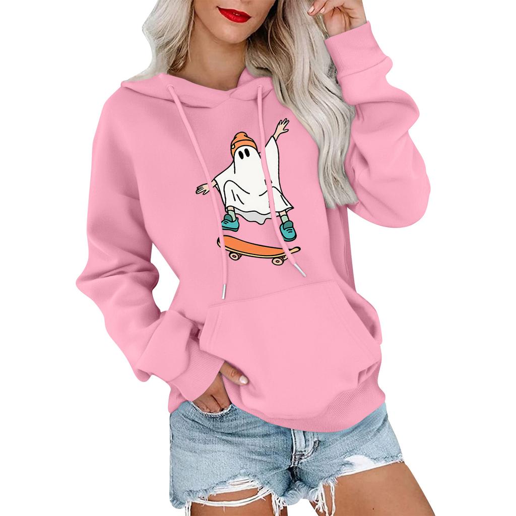 Women's Fashionable, Casual, Comfortable Round-neck, Hooded, Long-sleeved, Halloween-print Warm Sweater