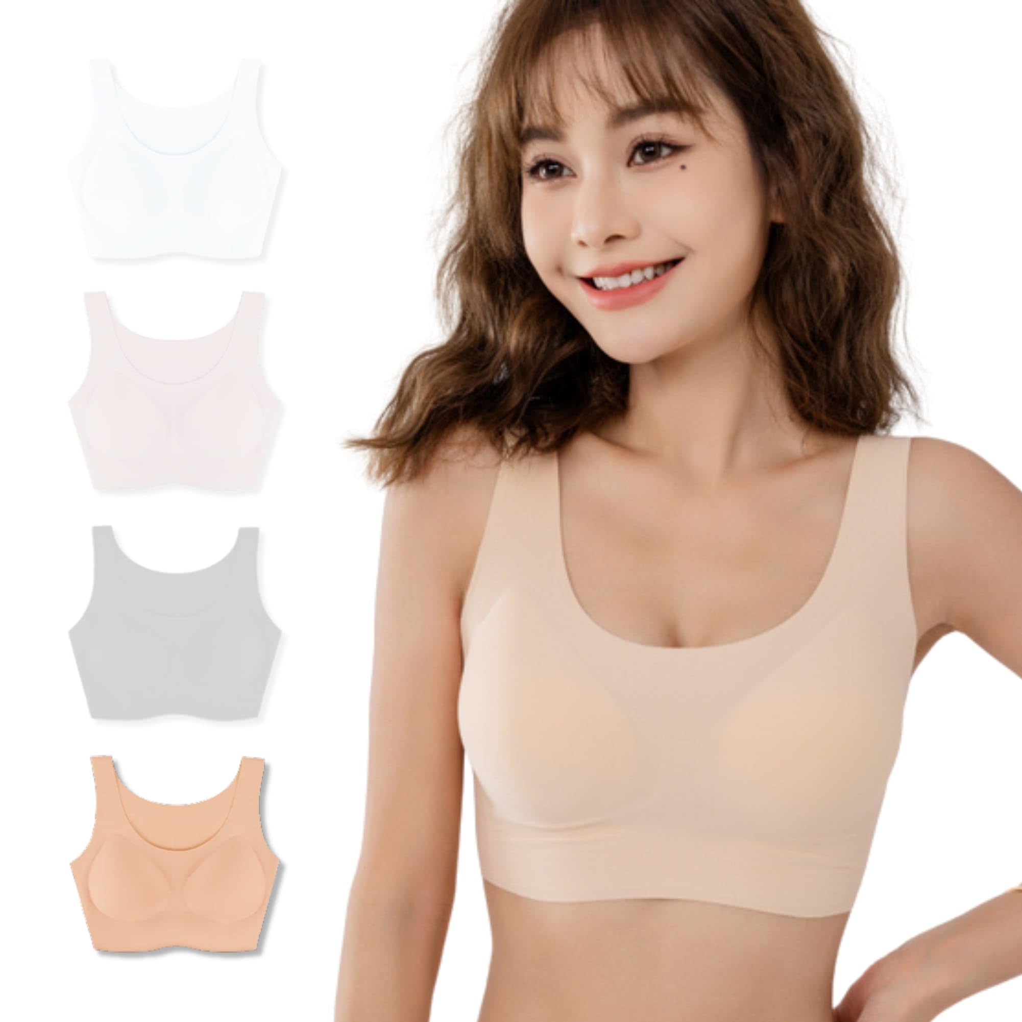 

nimonimo Ночной бюстгальтер Размеры M L День и Ночь Бесшовные Подушечки Съемные Фиксируется Большой размер U-образный вырез Без косточек Поддержка груди (JP, Алфавит, L, Бежевый) бежевый