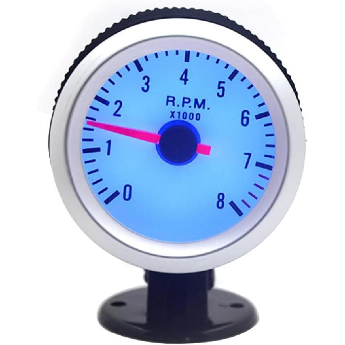 Shkalacar RPM Tachometer Gauge, Car Digital Meter 0-8000RPM with Blue Backlight for 1-8 Cylinder Vehicle Gas Powered Engines, 2 Inch 52mm LED