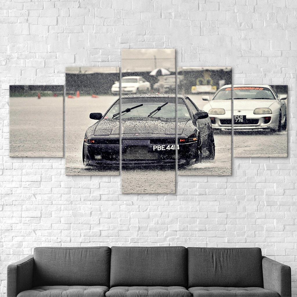 Toyota Supra MK3 Drift Cars Canvas 5 Piece Five Panel Print Modern Wall Art Poster Picture Home Decor Gift For Him For Her