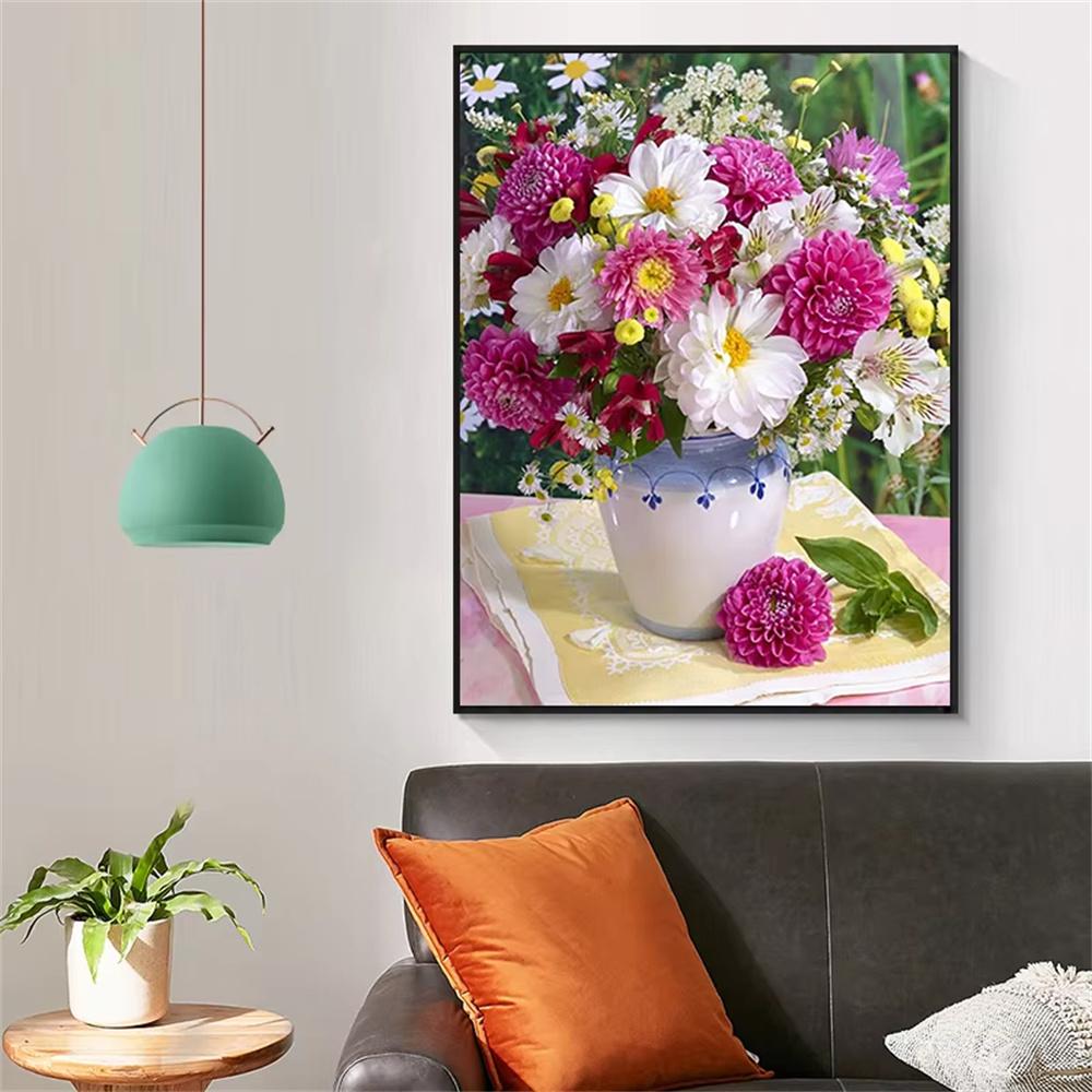 DIY Diamond Painting Flowers Cross Stitch Kit Mosaic Art Diamond Painting Full Circle Diamond Home Decoration