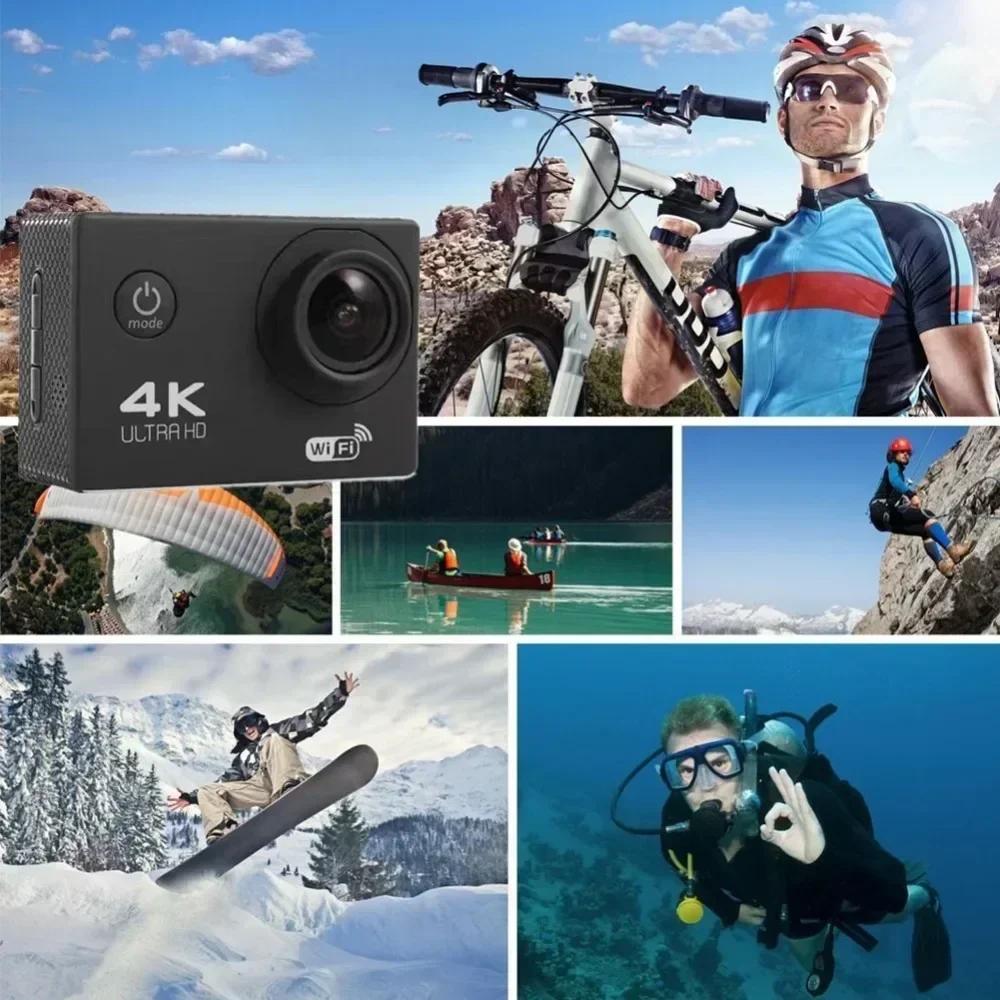 Action-Kamera Ultra HD 4K/30fps WLAN 2 Zoll 170° wasserdicht für Helm Videoaufnahme Sportkameras Outdoor-Camcorder