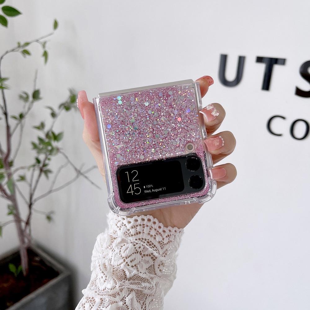 For Samsung Galaxy Z Flip 6 5 4 3 ZFlip6 Case Fantasy Sequin Transparent Folding For Flip4 Shockproof Protection Hard Back Cover