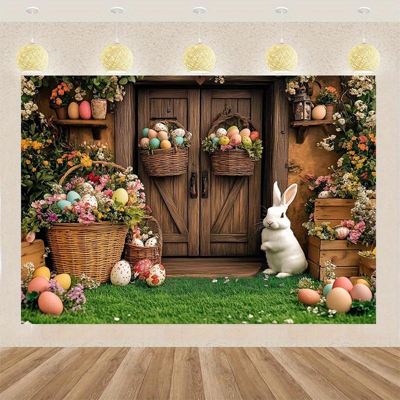 Easter Bunny and Spring Garden Party Background Banner Festival Party Indoor and Outdoor Decoration
