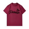 Men's 100% Cotton Crew Neck Short Sleeve T-Shirt, Casual Paradise Palm Tree Cursive Graphic Print Soft Breathable Summer Tee for Daily Outdoor Wear