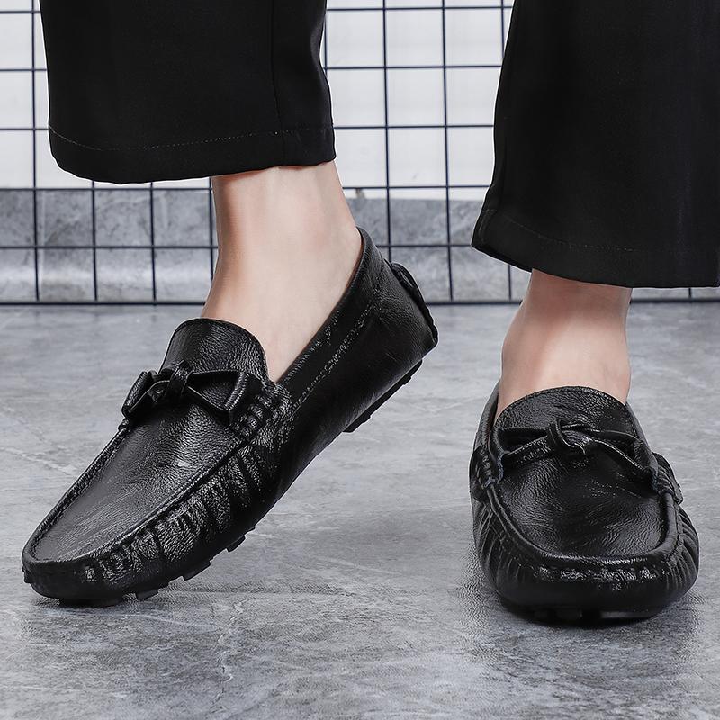 Fashion Men's Casual Leather Shoes Four Seasons Plus Size Soft Sole Comfort Outdoor Fashion Youth Business Leather Shoes Driving Shoes