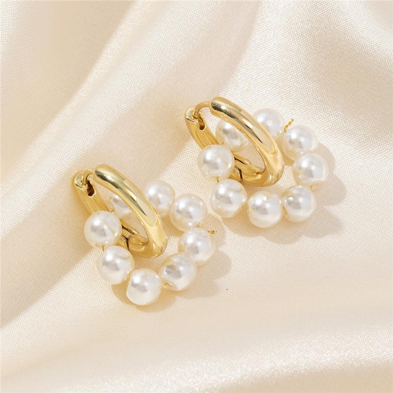 Bohemian Fashion Statement Tassel Pearl Circle Hoop Earrings For Women Girls Elegant Wedding Jewelry Gift