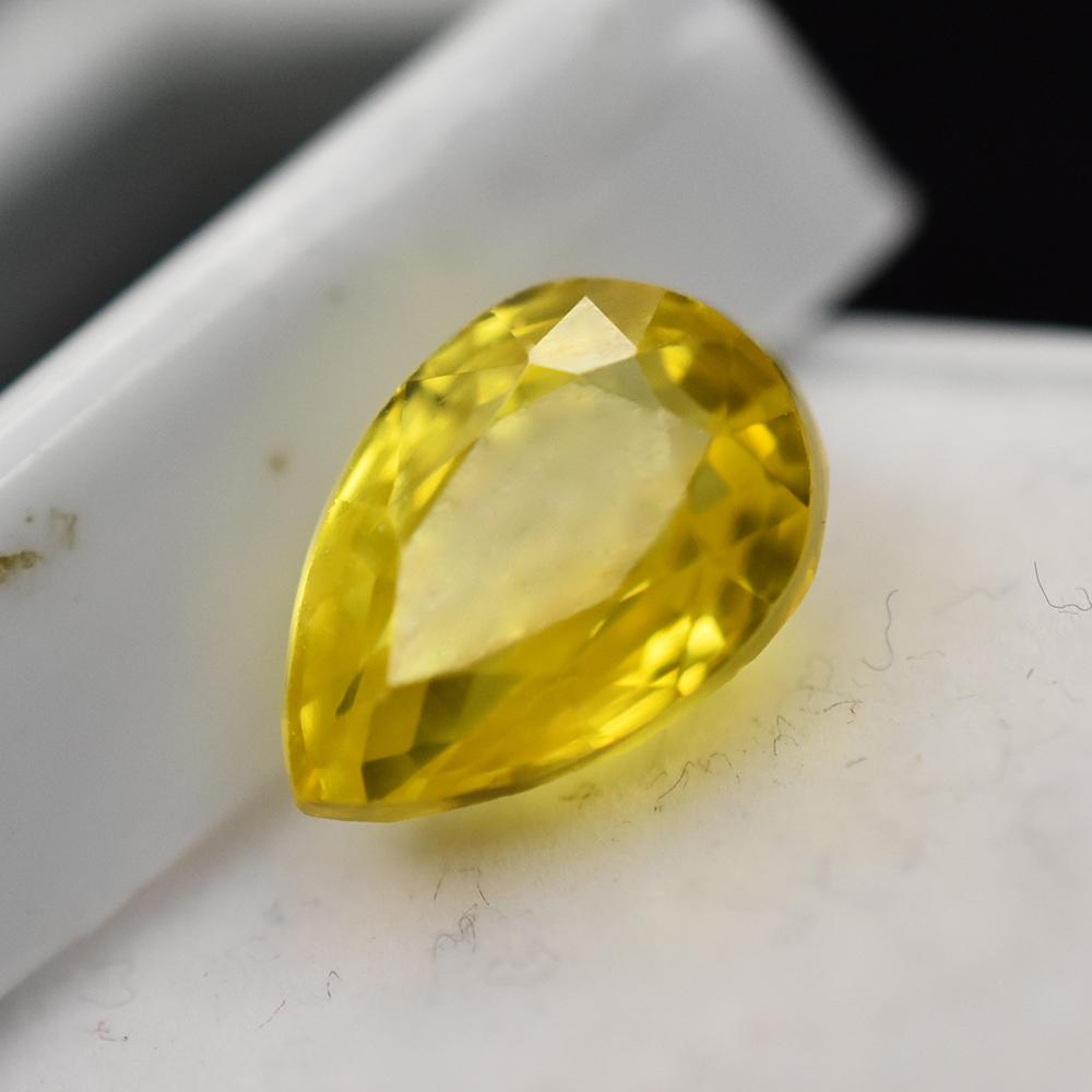 CERTIFIED 5.95 Ct Yellow Sapphire Flawless Pear Cut Natural Rare Loose Gemstone