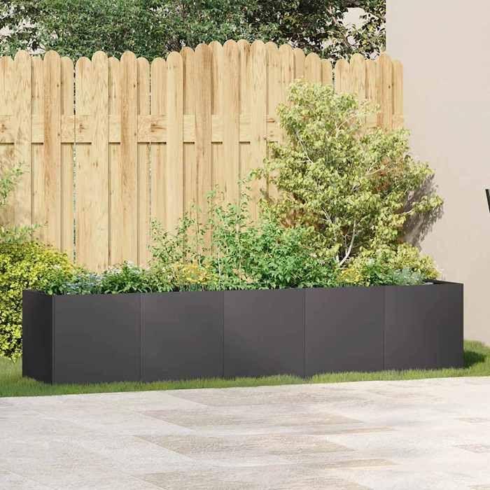 VidaXL Planter Black 200x40x40 Cm Cold-rolled Steel, Flower Pot, Plant Stand, Raised Bed, Support of 860682