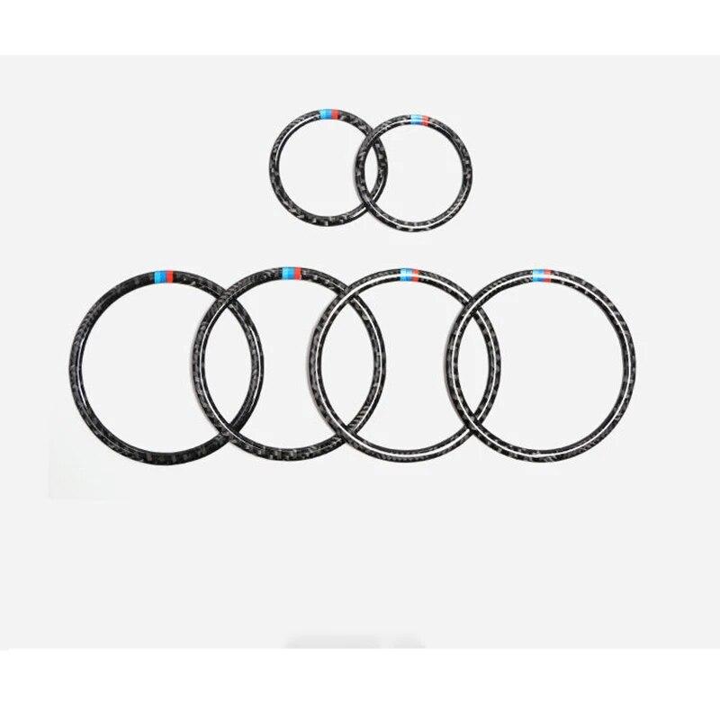 4PCS/6PCS Fibra de Carbono Porta Do Carro Alto-falante Alto-falante Decorativo Círculo Guarnição Capa Adesivos Acessórios Automotivos Para BMW X5 E70 X6 E71