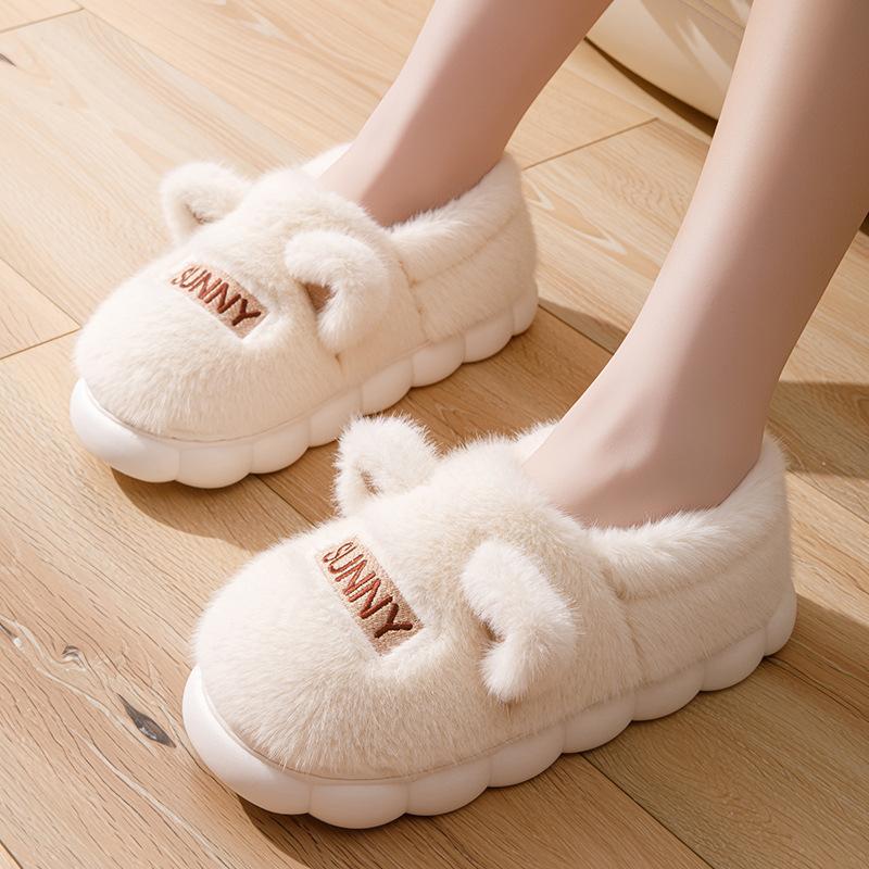 2025 new indoor home thick-soled cotton slippers couple winter bag heel warm and non-slip household cotton shoes