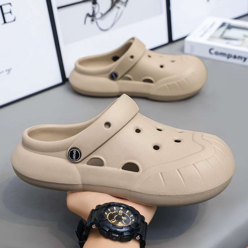 7.0Cm outer wear thick-soled heightening eva stepping on shit feeling bag head two wearing hole shoes women's summer indoor beach cool slippers