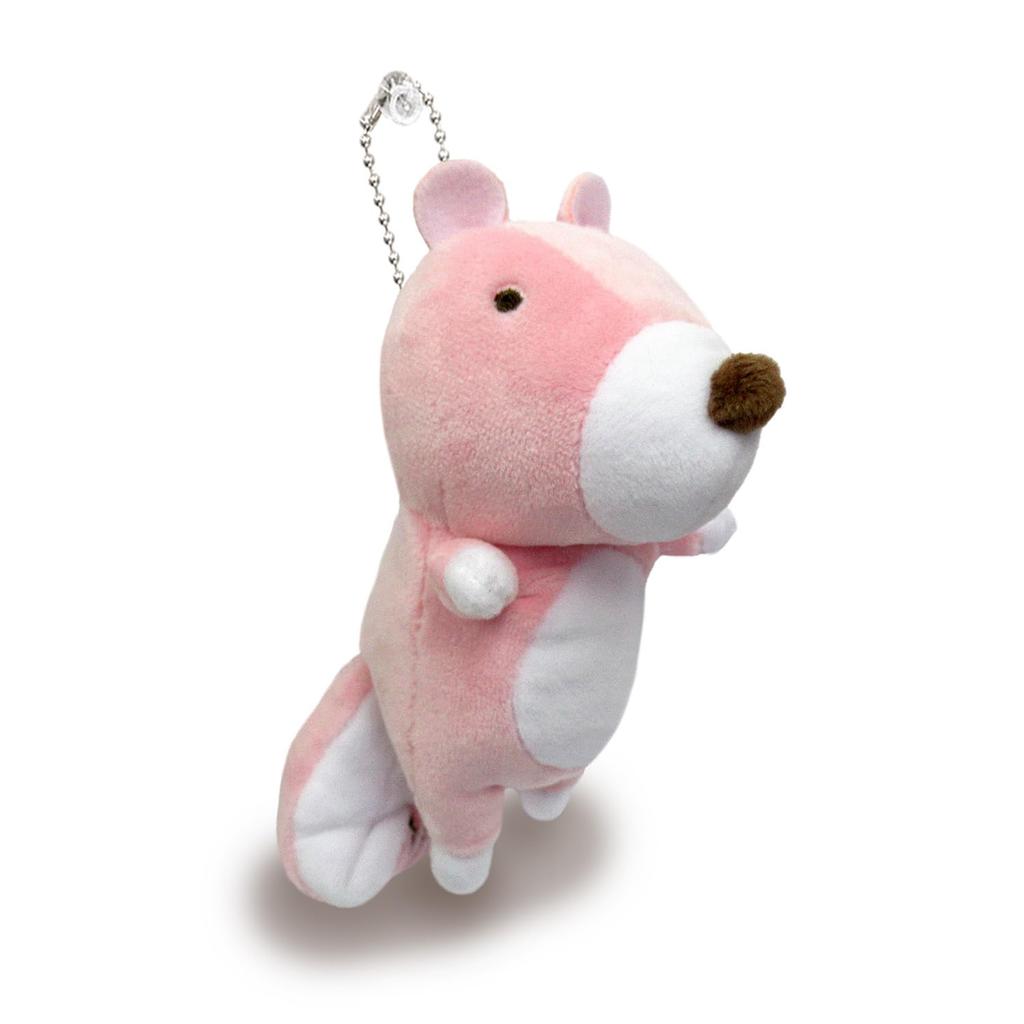 Morisaka Global Mochi Chipmunk-kun Mini 6 x 6 x 13cm Pink Plush Mascot with Ball Chain Mochi Series MOSH-0120