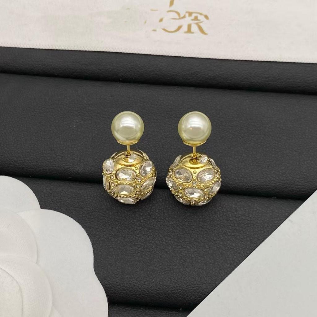 Dica 2025 Rhinestone Earrings: Classic Silver Needle Luxury Niche Design Versatile Studs