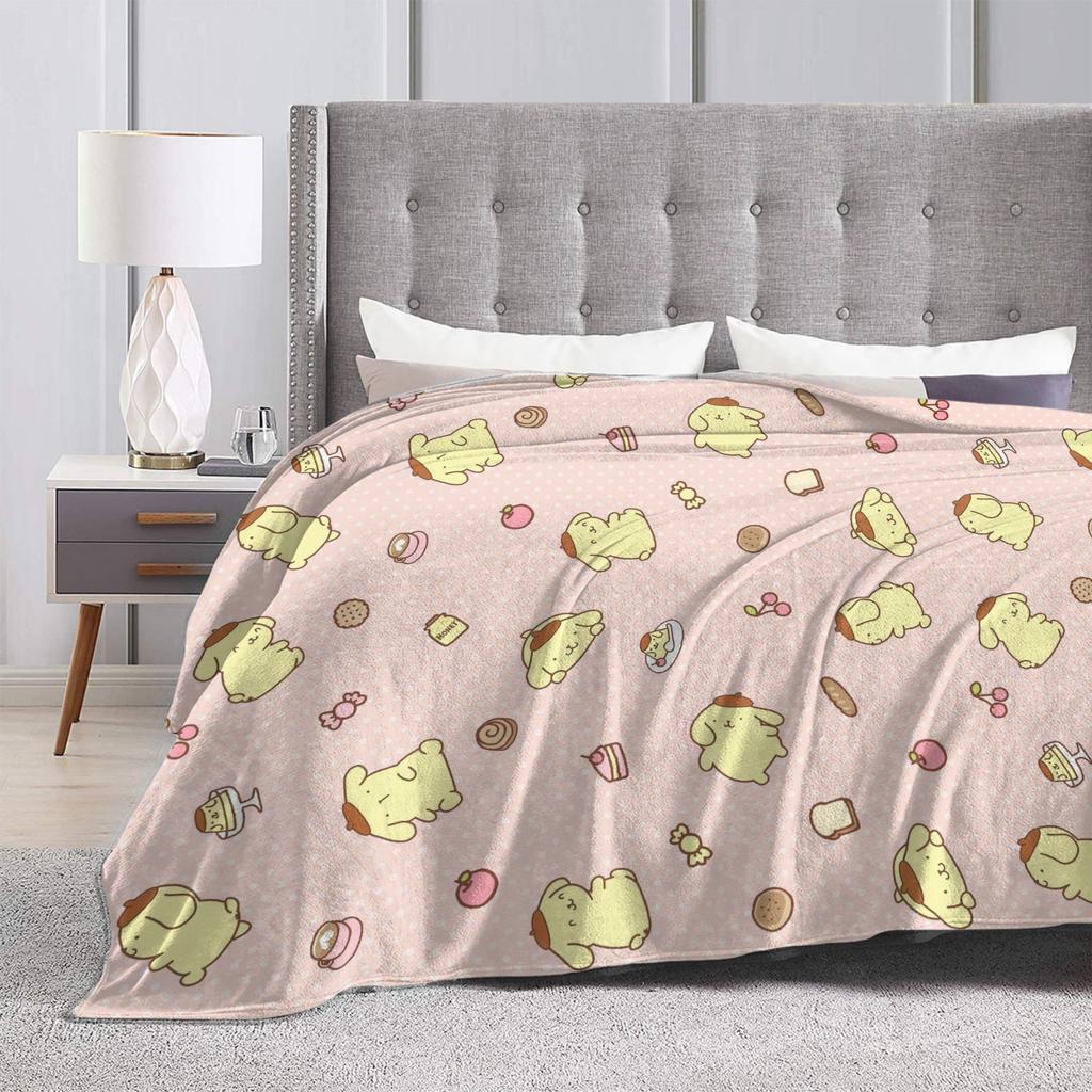Pink Pom Pom Purin Cartoon Blanket  Flannel Awesome Warm Throw Blanket for Bed Sofa Spring/Autumn,