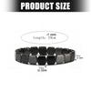 Elastic Hematite Bead Bracelet Square Pattern Natural Black Stone Wristband Comfortable Unisex Wear Daily Accessory