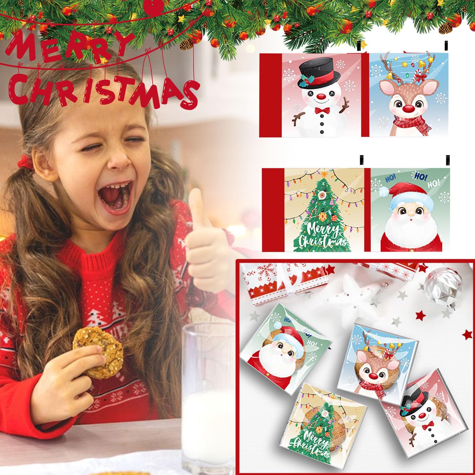 

Рождественские мешочки для печенья и конфет, самоклеящиеся мешочки для конфет, подходят для упаковки рождественских подарков и вечеринок One Size