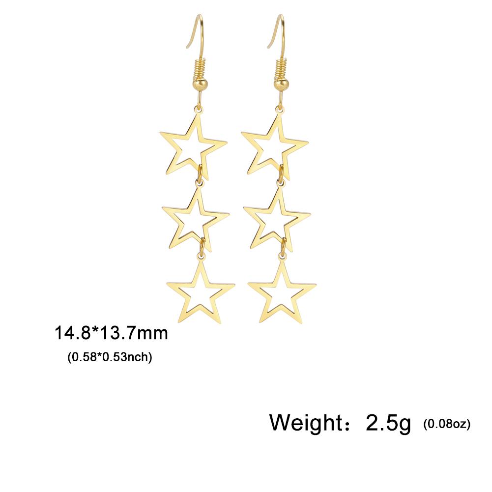 Cazador Gold Color Stars Drop Earrings for Women Bohemian Stainless Steel Long Dangle Earrings Jewelry Mother Day Gift Wholesale