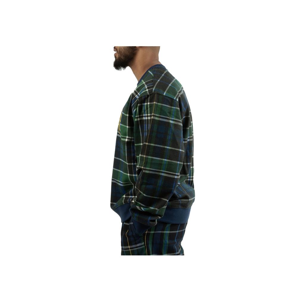 Vans Plaid Letter Embroidered Crew Neck Pullover Sweatshirt Men sweatshirt Green Black VN0007W3BVM