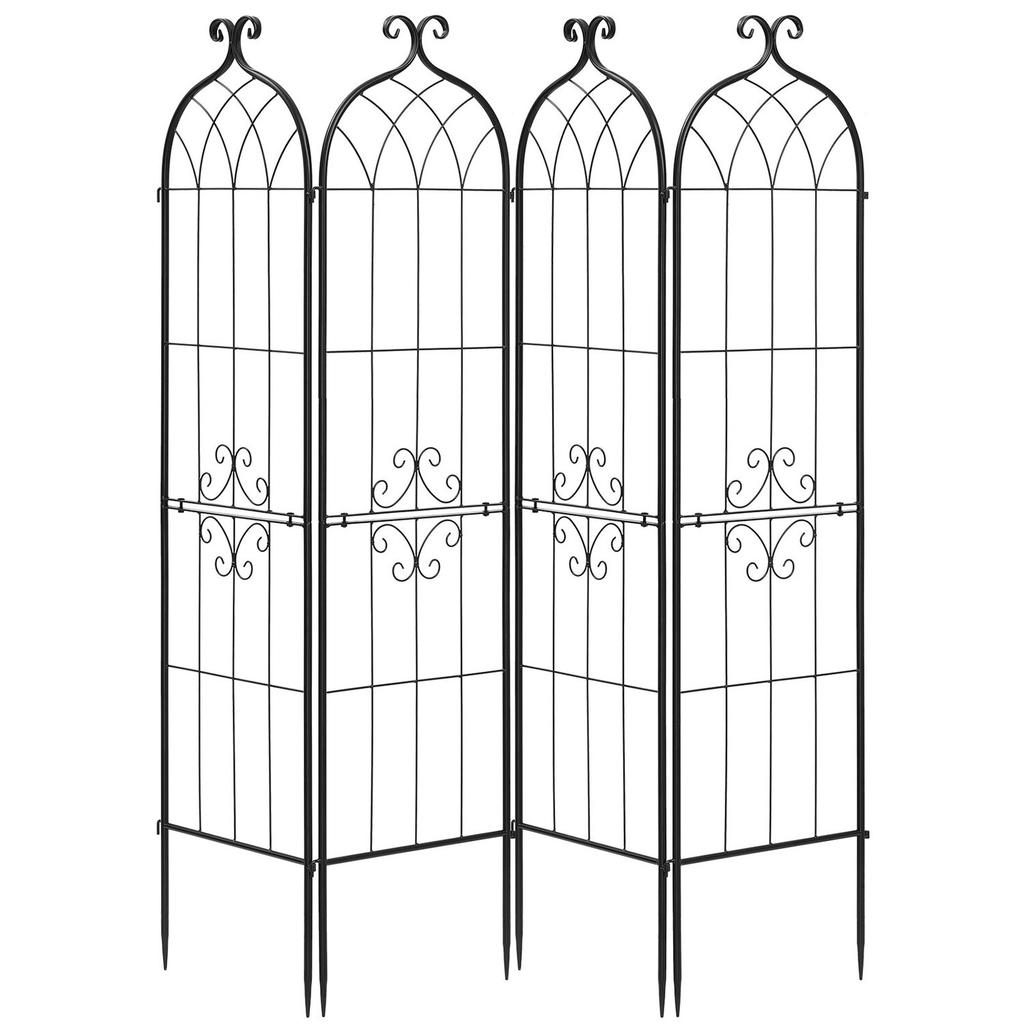 Garden Trellis, 152 X 40.5 Cm Rose Trellis, 4 Packs Garden Flower Rose Trellises with Powder-Coated Finish & Convenient Locking Design, Plant Support