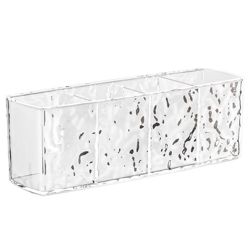 Transparent Luxury Organizer: Desktop Storage Box with Mirror for Makeup, Brushes, Eyebrow Pencils & Stationery.