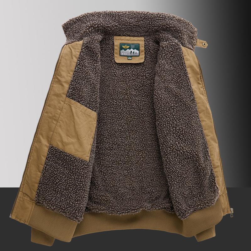 Winter Men's Lapel Pure Cotton American Casual Workwear Cotton Coat Lambswool Jacket Maillard Autumn and Winter Cotton Jacket