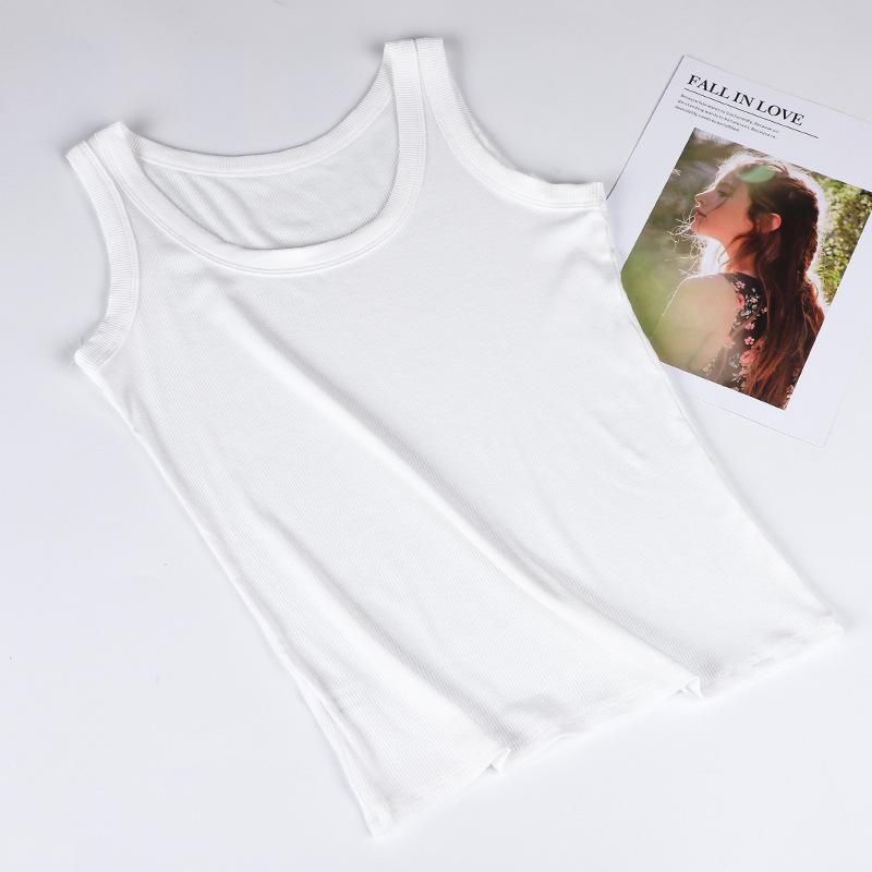 

Стильная майка без рукавов с U-образным вырезом: Защита от обнажения, Приталенный крой, Покрытие подмышек, Сексуальный базовый слой для женщин One Size белый