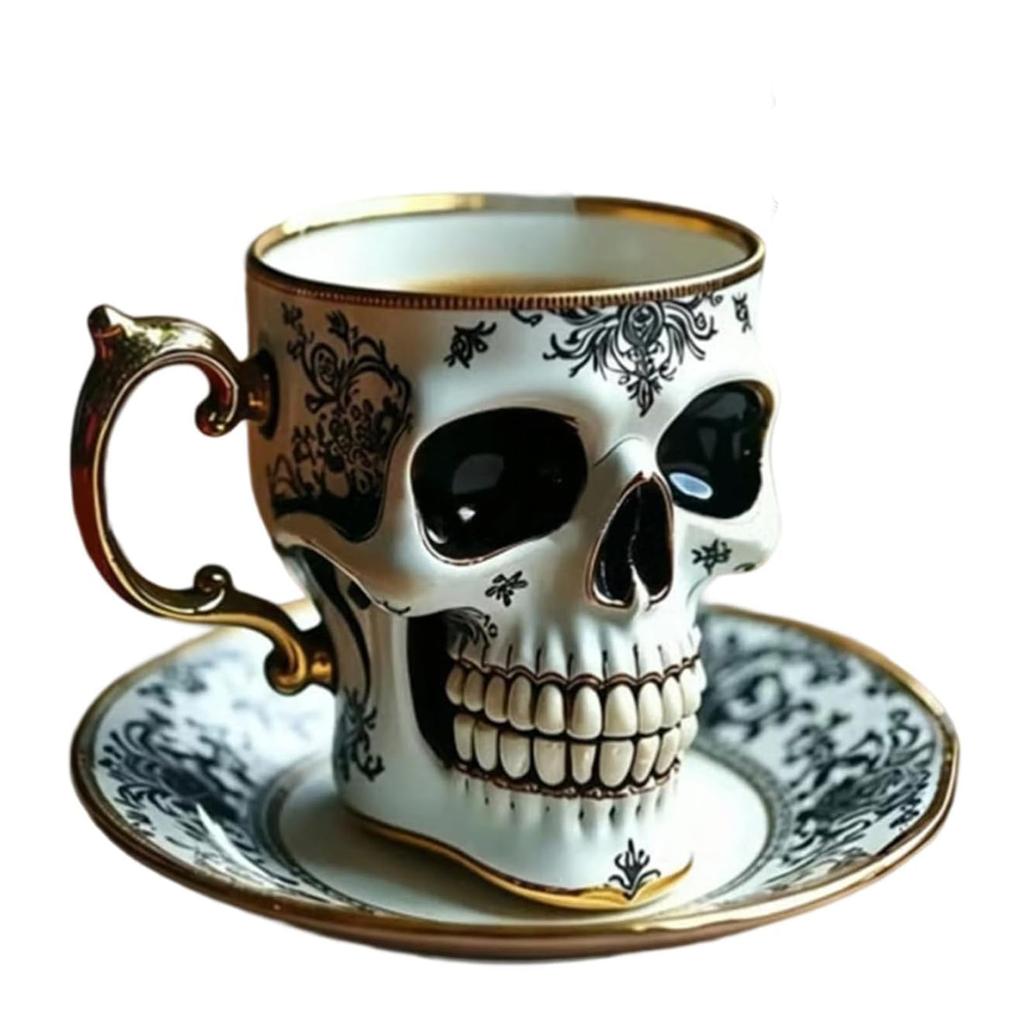Coffee Cup  , Gold ,plated Gothic Resin Tea Cup  ,Coffee Cup