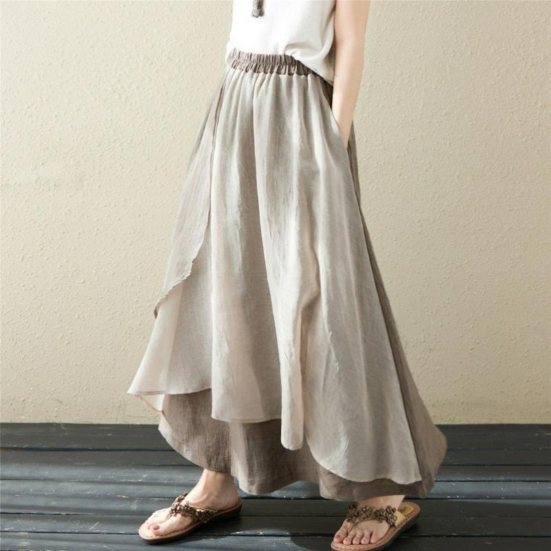 

Summer Japanese and Korean Irregular Patchwork Plain Skirt Women 2XL сірий