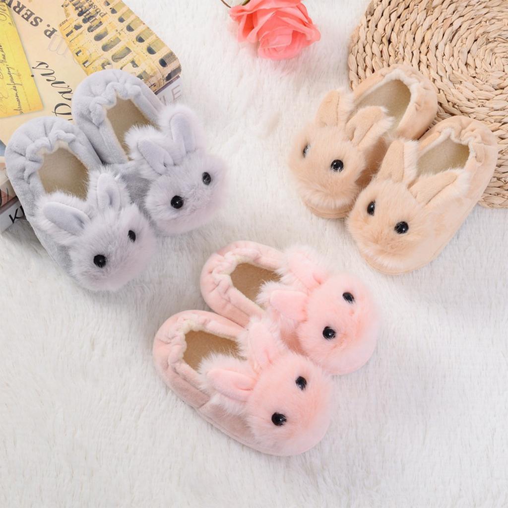 Kinder warme rutschfeste Cartoon Fluffys Kaninchen Baumwolle Hausschuhe Kinder Hausschuhe
