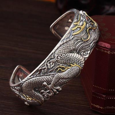 Advanced Dragon Shaped Bracelet for Men, Trendy Open and Powerful Retro Thick Bracelet