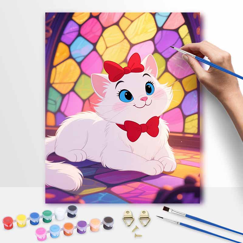 Disney White Cat Oil Painting Hand Painting Art Kit Coloring Painting Handmade Diy Home Decoration Gift