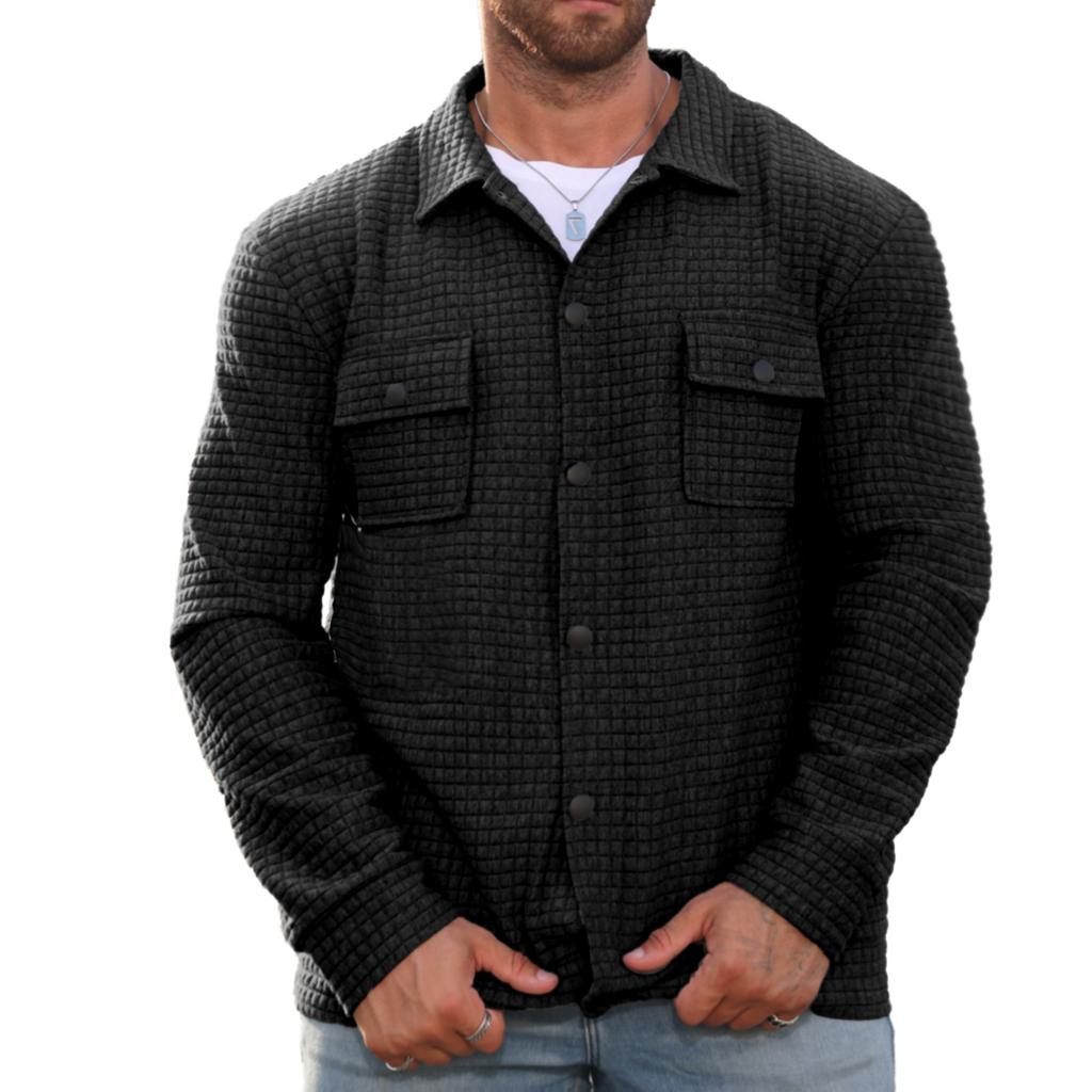 Fall 2025 Outerwear, Men's Casual Top, Jacquard, Small Checkered, Loose Fit Jacket, Shirt, Suitable for Autumn and Winter Wear