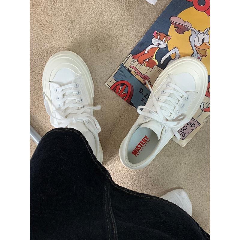 Platform Canvas Shoes Women's Dissolving Shoes Cute Japanese Big Head Shoes 2026 Spring and Autumn New Student Versatile Little White Shoes Women