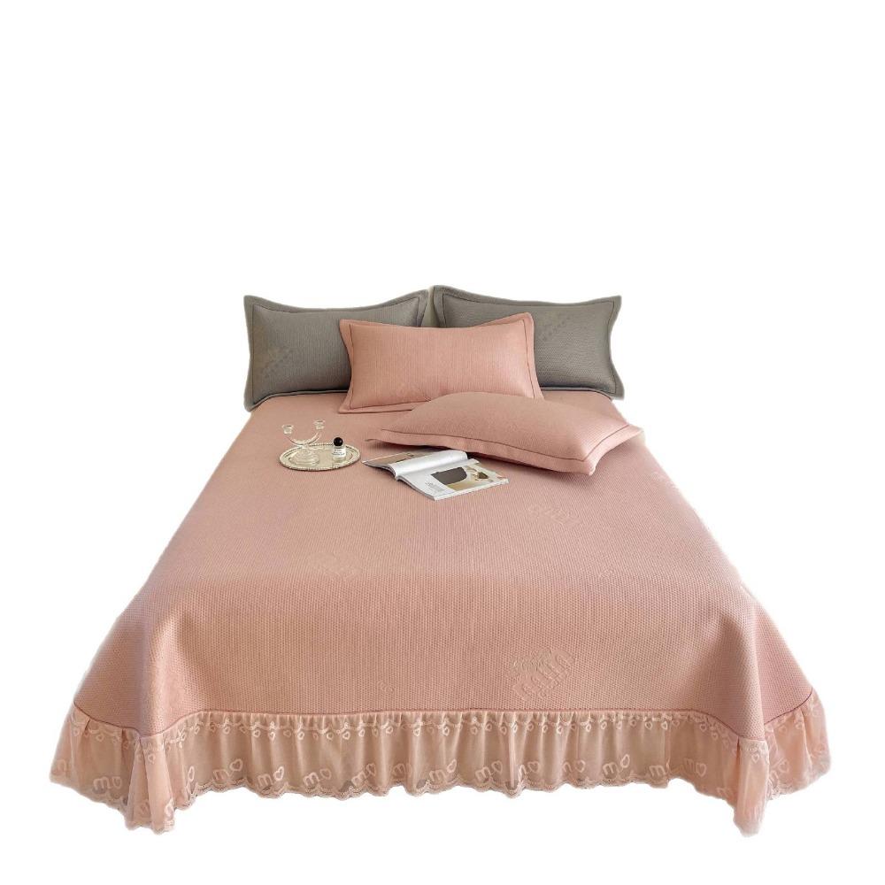 Summer French cold bean ice silk mat three-piece bed cover bed skirt Korean version lace cool mat