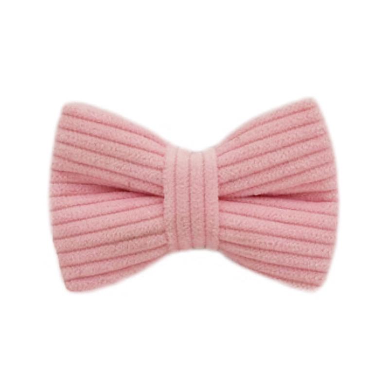 Pink Corduroy Cat Collar with Bell and Bow Tie Small