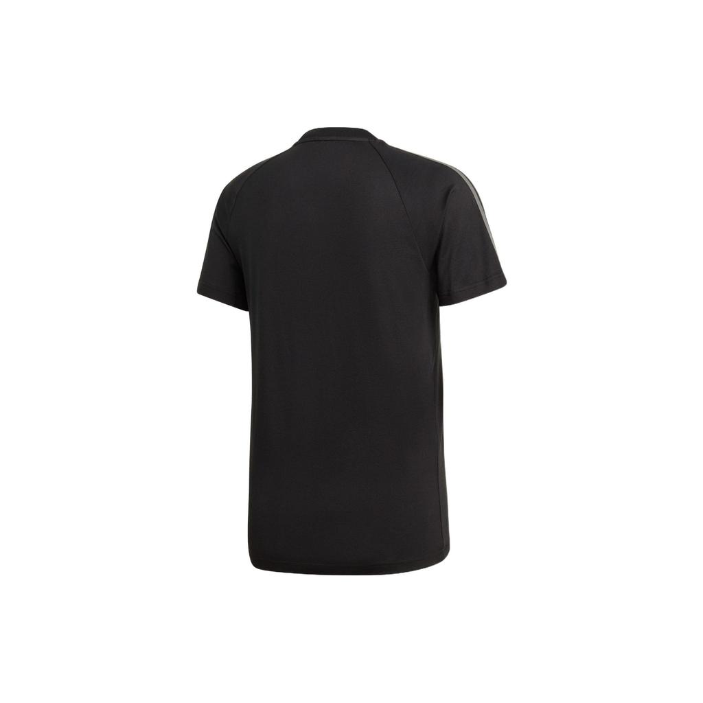Adidas Originals Striped Logo Micro Label Round Neck Casual Short Sleeve T-Shirt Men Tops Black GK1963