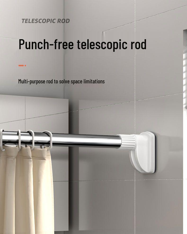 No-Drill Telescopic Clothes Drying & Hanging Rod - Anti-Slip Shower, Curtain & Wardrobe Solution