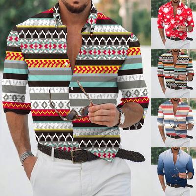 Designer Spring Summer Men's Casual  3D Halloween Printing Hawaii Shirt Blouse Long Sleeve Shirts