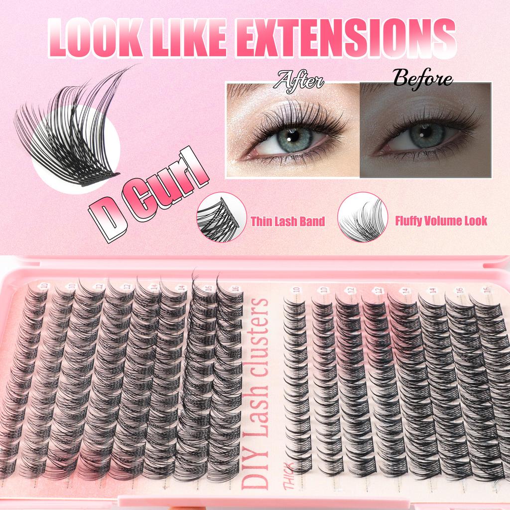 Hot Melt Single Cluster Diy Colored False Eyelashes Halloween 392 Tufts Eyelash Book Large Capacity Dd Curly Eyelashes