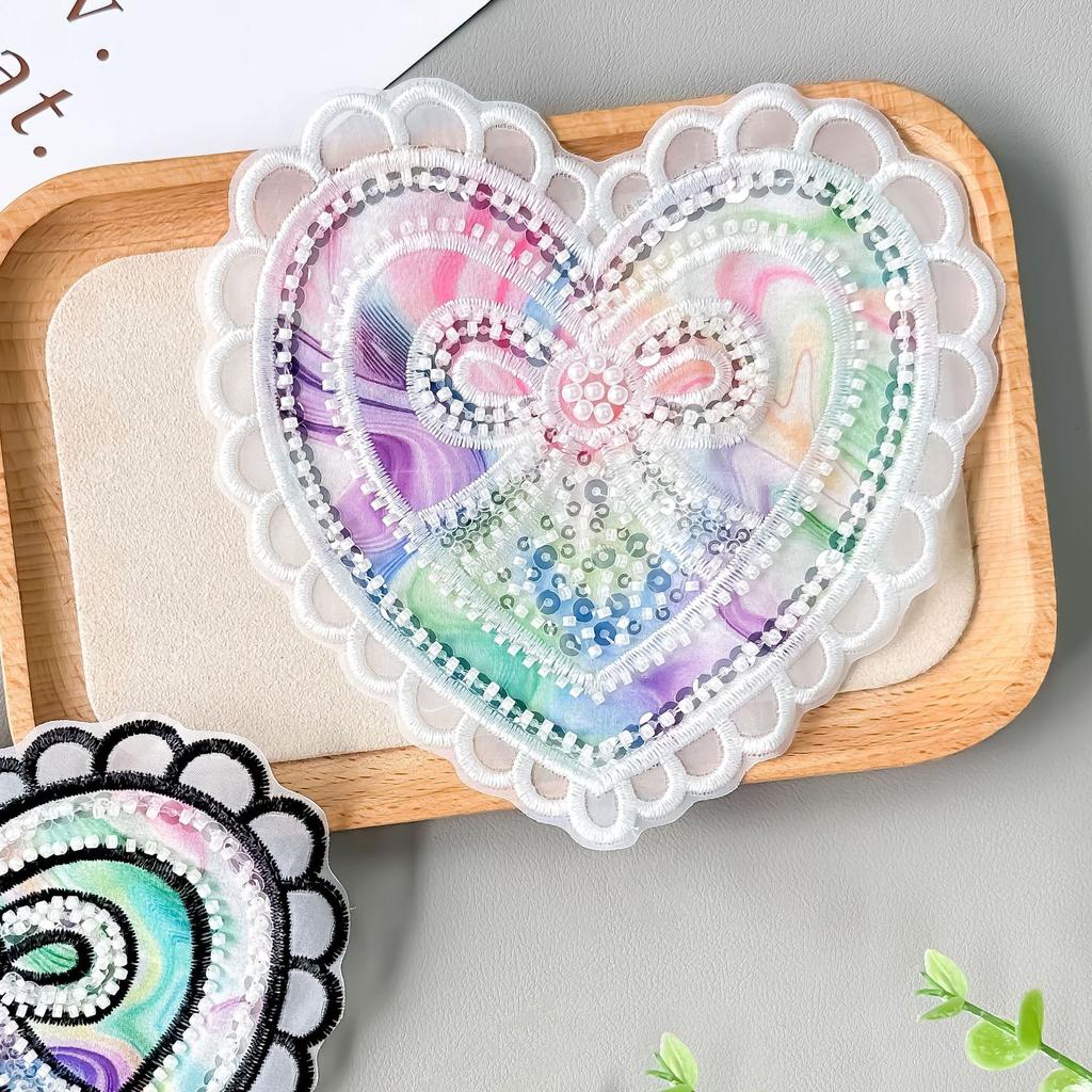 Symphony Organza Three-Dimensional Pearl Love Cloth Sticker Handmade Bag Hair Accessories Clothing Cloth Patch Cloth Sticker Accessories