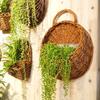 Handmade Wicker Flower Pot Wall Mount Rattan Basket Hanging Planter Basket Home Garden Decor Woven Rattan Vase Baskets