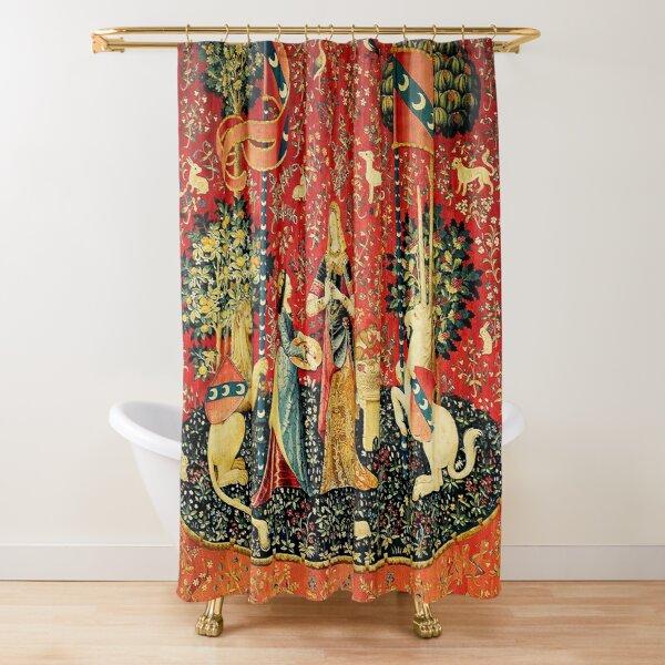 Medieval Deer Hunting Scene Shower Curtain Ladies and Dogs Antique Shower Curtain Animals Retro Vintage Bathroom Curtains Set