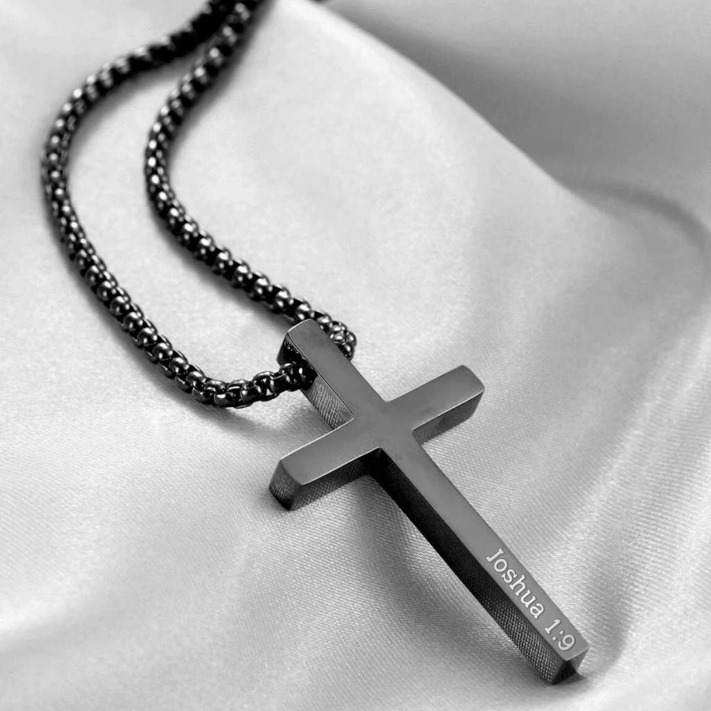 Personalized CROSS NECKLACE for Men Women Boys Girls Custom Name Engraved Pendant Necklace Catholic Christian Gift for Him