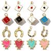Pack of 3 18k Gold Plated Earrings Charm Heart/Horseshoe/Dices Poker Card Necklace Pendant Jewelry Making Accessories